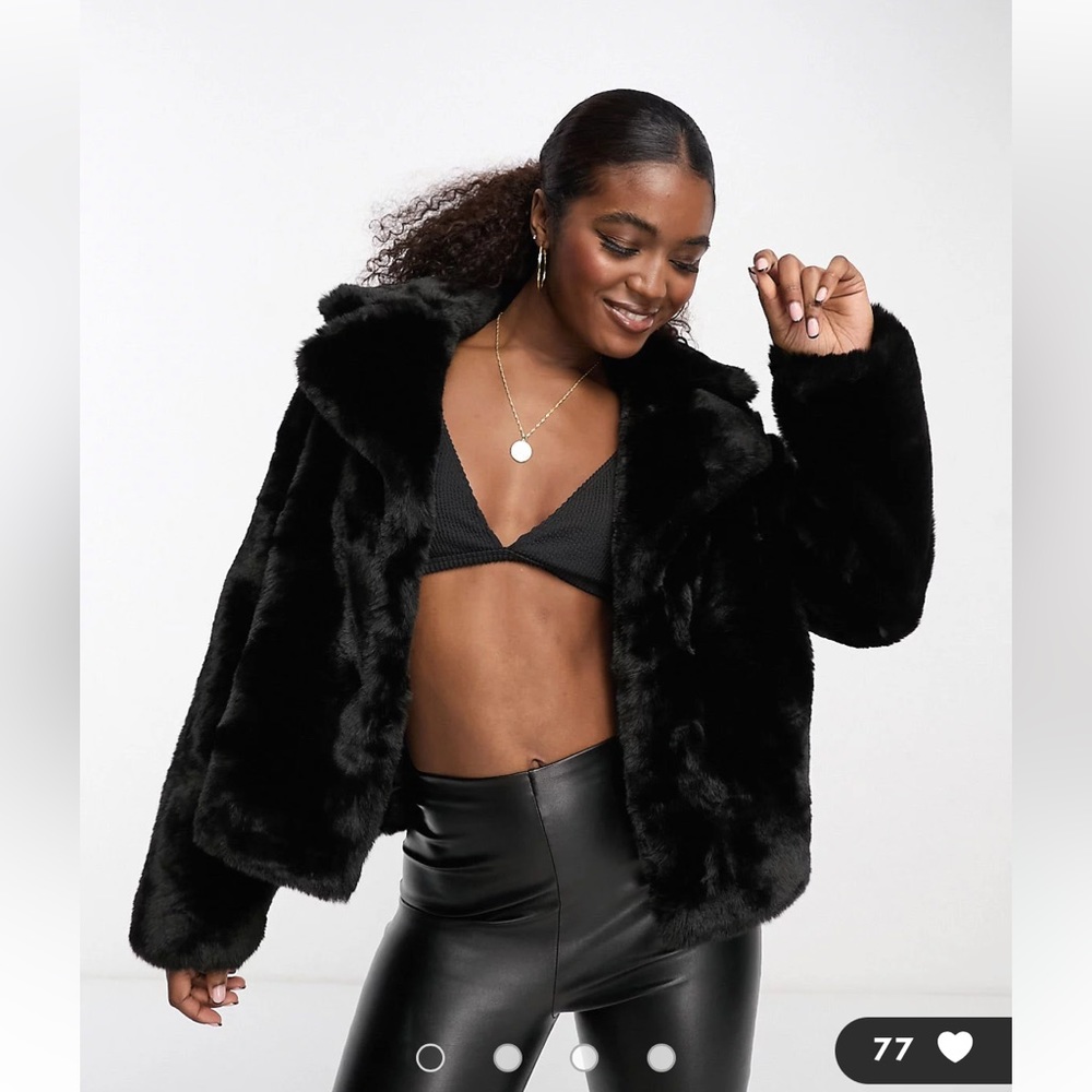 ASOS Black Faux Fur Coat